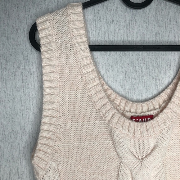 STAUD Kind Top L Cable Knit Sleeveless Cropped Wool Mohair Blend Sweater Ivory - Picture 3 of 13